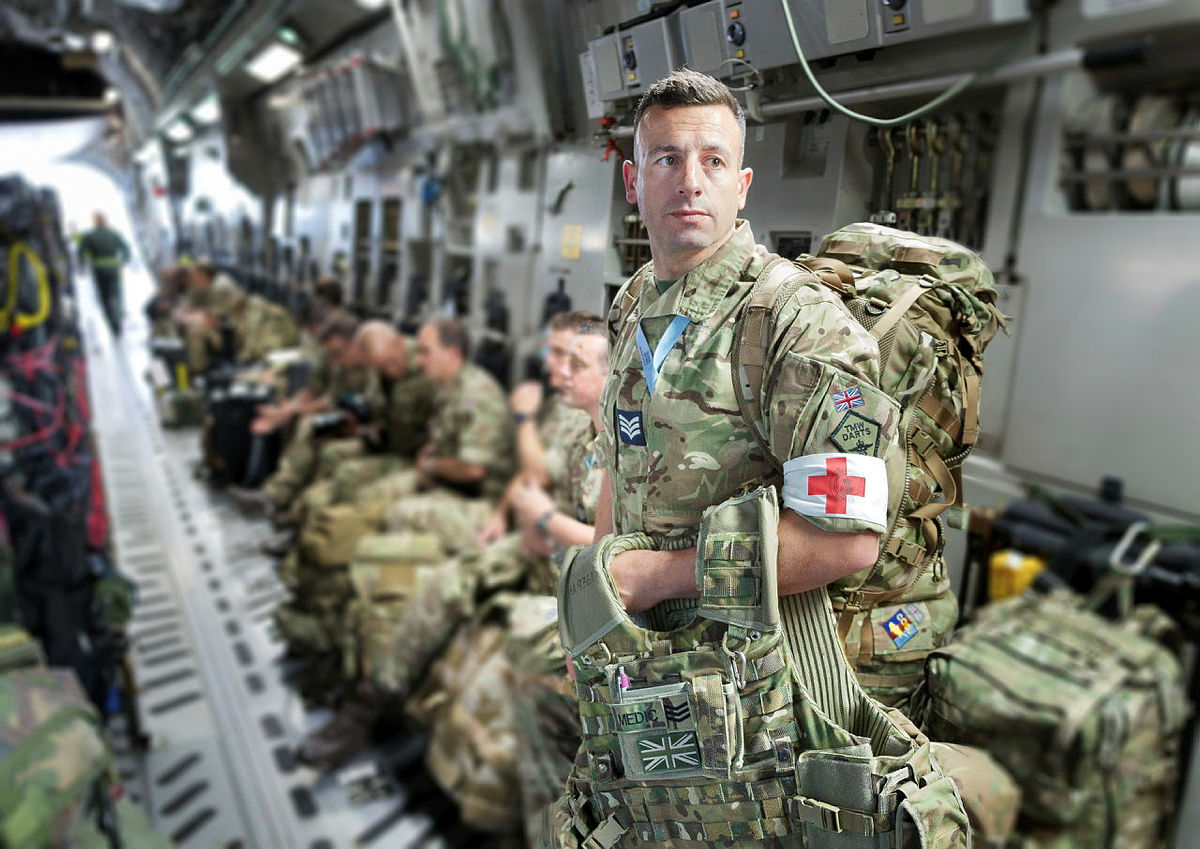 Personnel inside a transport carrier aircraft.